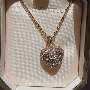 *NEW*Juicy Couture Pink Pave puff heart necklace
